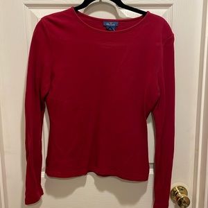 Faconnable red long sleeve crew neck knit top